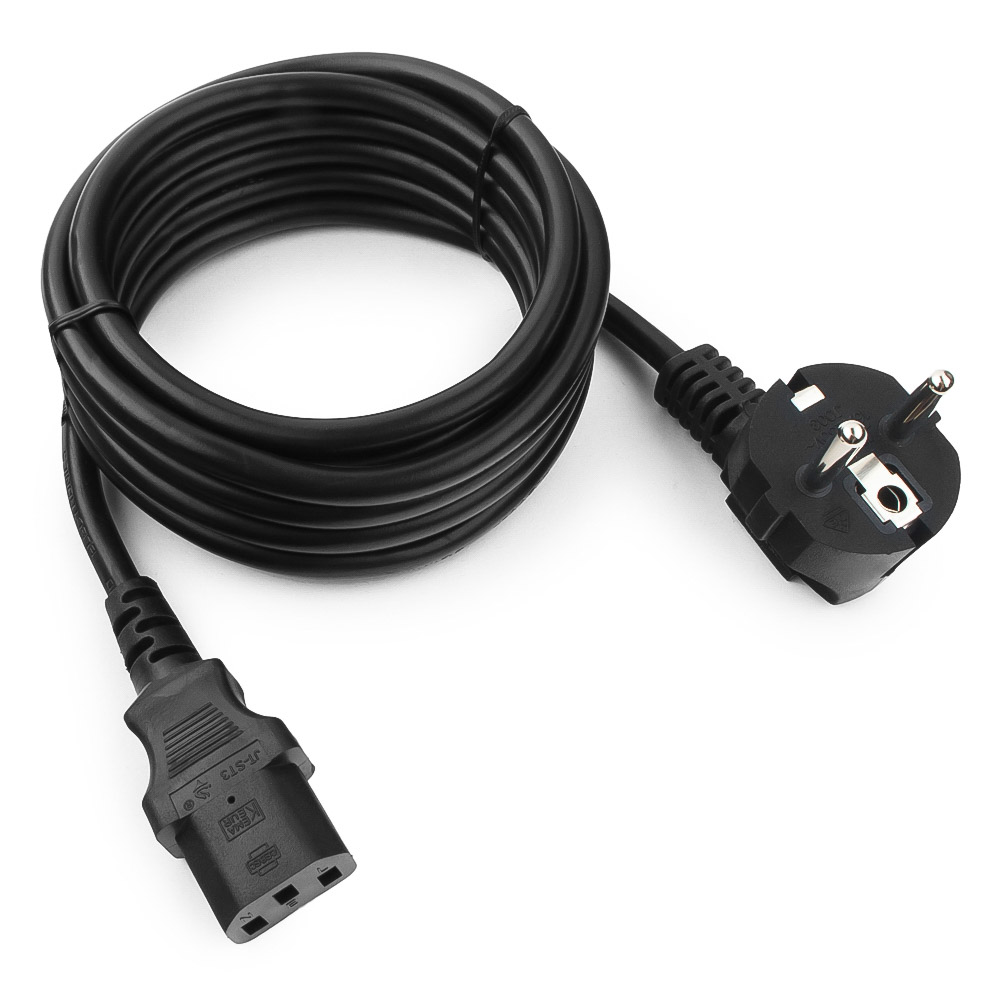 Кабель питания Cablexpert PC-186-1-3M, Schuko-C13, 3x1.0мм2, 16А, с заземлением, 3м, черный, пакет